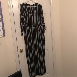 Black and White Striped Jumpsuit
